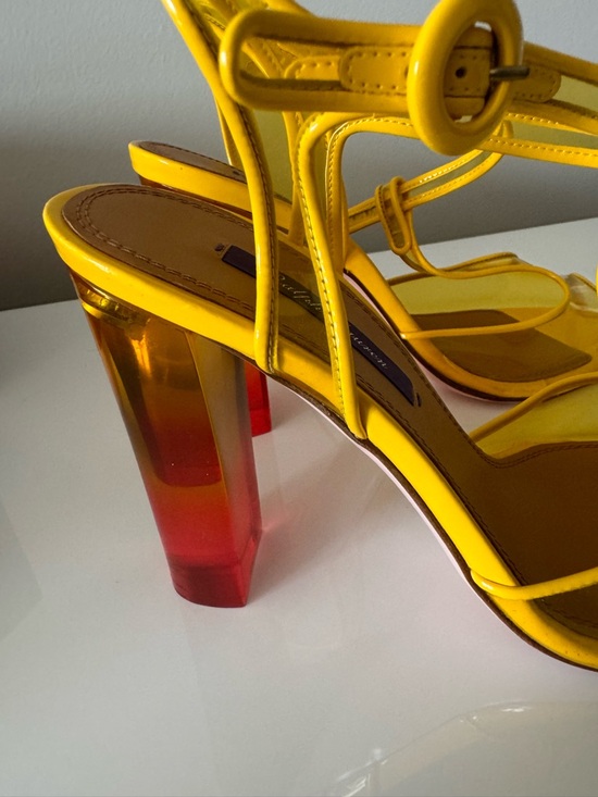 Ralph Lauren Shoes - Ralph Lauren Yellow Strappy Sandals with Ombré Block Heel